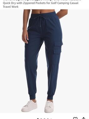 Women's Navy & Grey Cargo Jogger Pants Set - Elastic Waist Drawstring